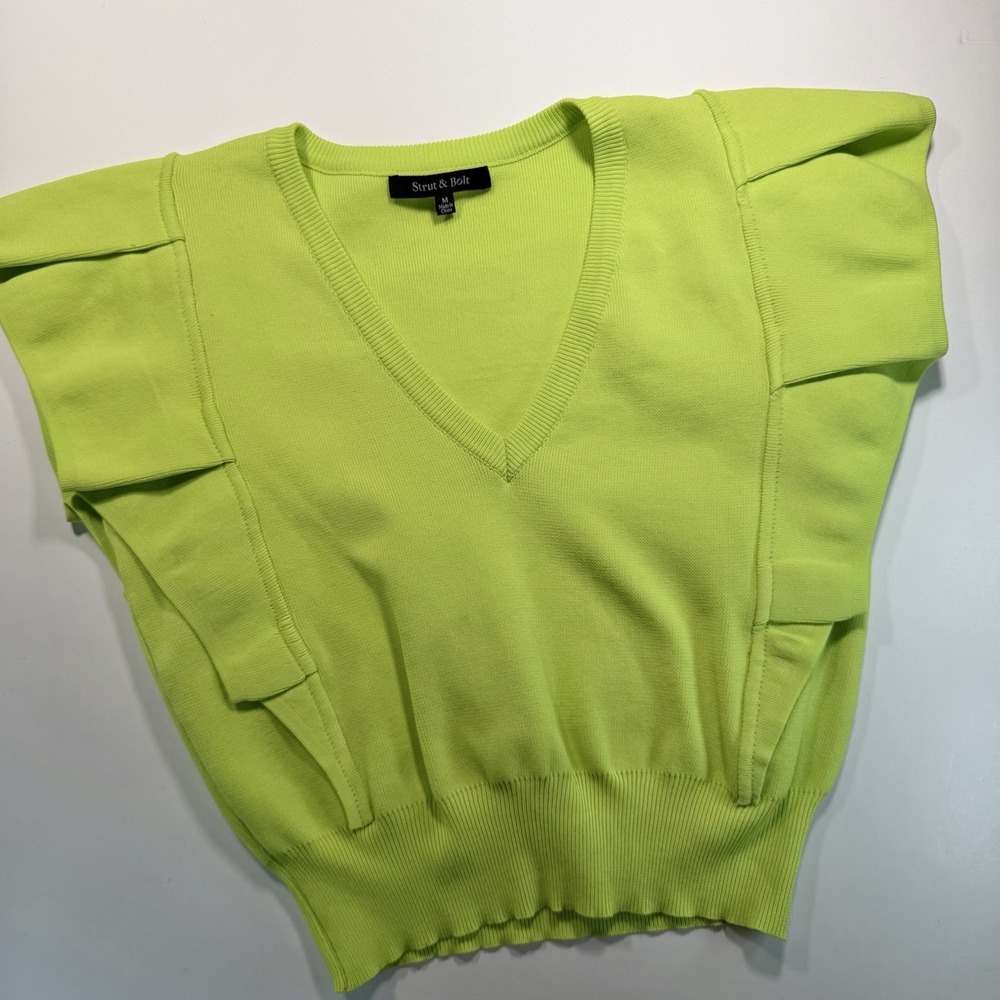 Strut‎ & Bolt Women's V Neck Green Sweater Top M Preppy
